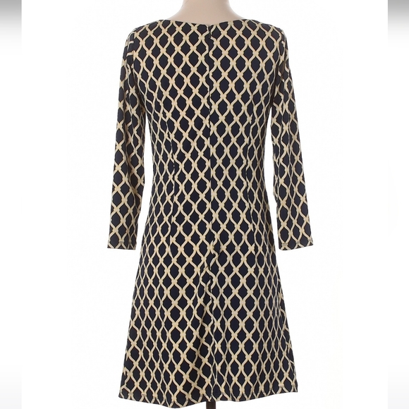 Navy and Yellow Jersey Knit Dress - Picture 2 of 2